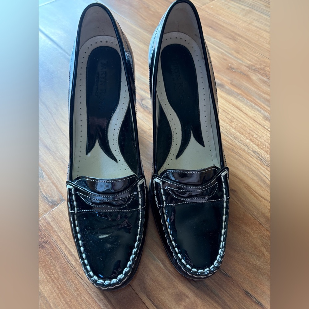 Taryn Rose Shiny Black Loafers
